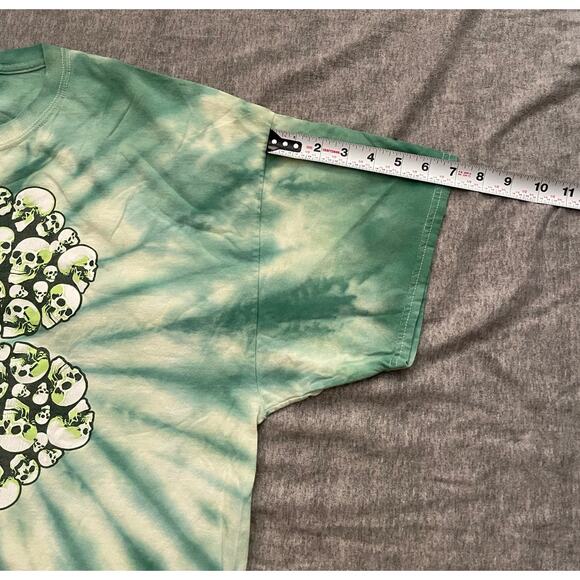 LUCKY Skull Clover Leaf Mens 2XL Tie-dye Green Short Sleeve T-Shirt - Picture 10 of 11